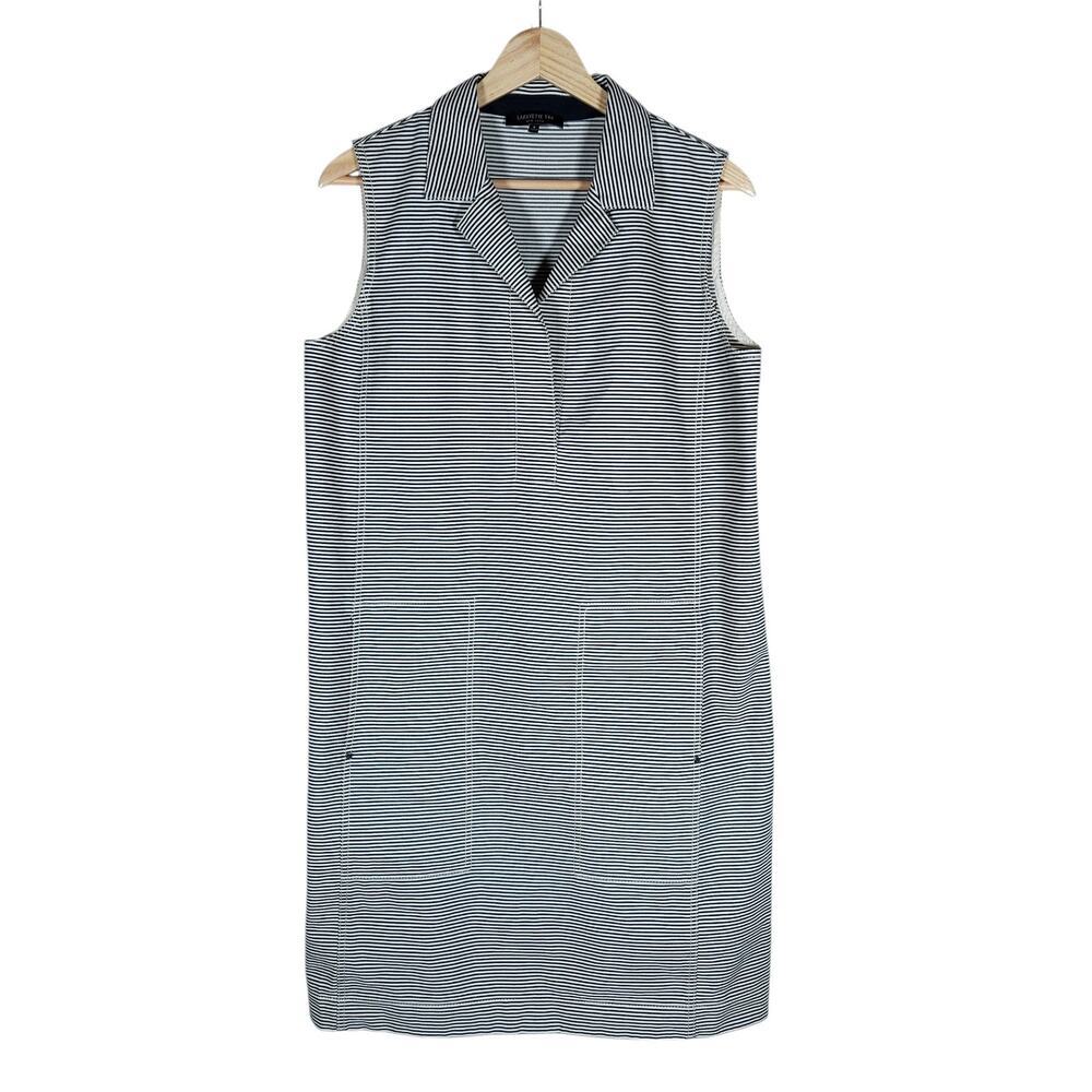 Lafayette 148 New York Womens Striped Polo Dress 8 Preppy Tahari Minimalist Chic